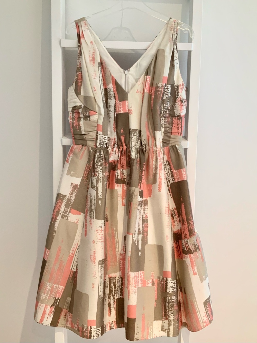 Banana Republic Cream and Taupe Mixed-Print Dress